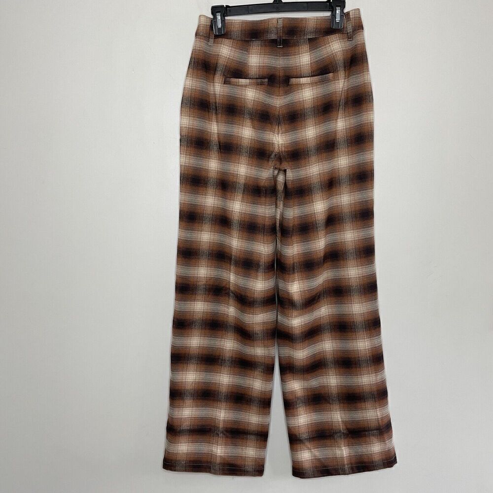 C&A Clockhouse Pants Womens 40 Brown Plaid Trousers NEW Straight Wide Leg 28" W - Picture 4 of 10